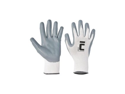 Rukavice nylon/úplet/nitril BABBLER, sivé/biele, veľ. 9/L