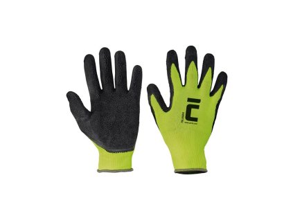 Rukavice nylonové, latexové PALAWAN, čierno/zelené, veľ. 8/M