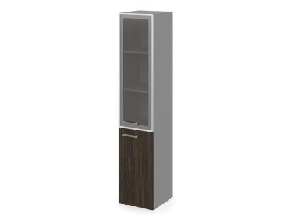 Policová skriňa Lenza Wels, pánty vpravo, 39,9x196,5x42,5cm, wenge/sivá