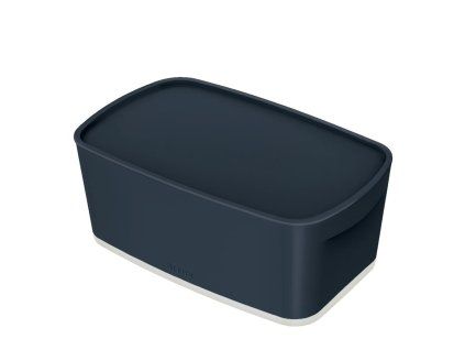 Úložný box s vekom Leitz MyBox, veľkosť S zamatový sivý