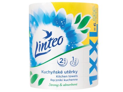 Kuchynské utierky 2-vrstvové Linteo XX, 100% celulóza, biele 60 m