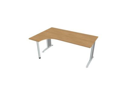 Pracovný stôl Flex, ergo, pravý, 180x75,5x120 (40x80) cm, dub/kov