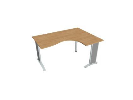 Pracovný stôl Flex, ergo, ľavý, 160x75,5x120 (80x60) cm, dub/kov