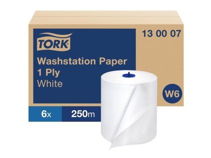 Papierové utierky v rolke 1-vrstv. TORK Basic biele W6, návin 250 m (6 ks)