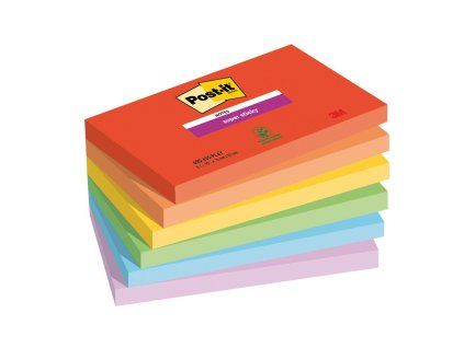 Samolepiaci bloček Post-it Super Sticky PLAYFUL, veľkosť 76x127 mm, 6 bločkov po 90 lístkov