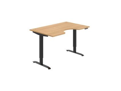 Pracovný stôl Motion Ergo, PO, 2S, 140x70,5-120,5x90 cm, dub/čierna
