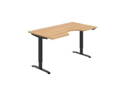 Pracovný stôl Motion Ergo, PO, 2S, 160x70,5-120,5x90 cm, dub/čierna