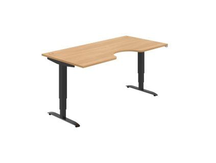 Pracovný stôl Motion Ergo, ZO, 3S, 180x61-128x90 cm, dub/čierna