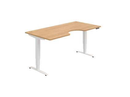 Pracovný stôl Motion Ergo, PO, 3S, 180x61-128x90 cm, dub/biela