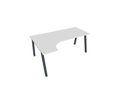 Pracovný stôl UNI A, ergo, pravý, 180x75,5x120 cm, biela/čierna