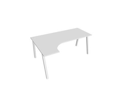 Pracovný stôl UNI A, ergo, pravý, 180x75,5x120 cm, biela/biela