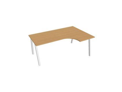 Pracovný stôl UNI A, ergo, ľavý, 180x75,5x120 cm, buk/biela
