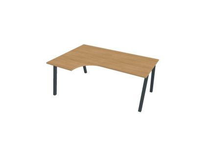Pracovný stôl UNI A, ergo, pravý, 180x75,5x120 cm, dub/čierna