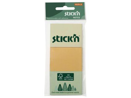 Samolepiaci bloček Stick’n Hopax, 38x51 mm, mix pastelových farieb, 3x100 lístkov
