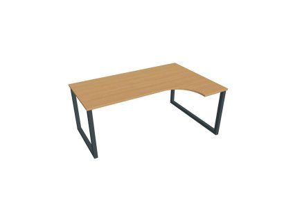 Pracovný stôl UNI O, ergo, ľavý, 180x75,5x120 cm, buk/čierna
