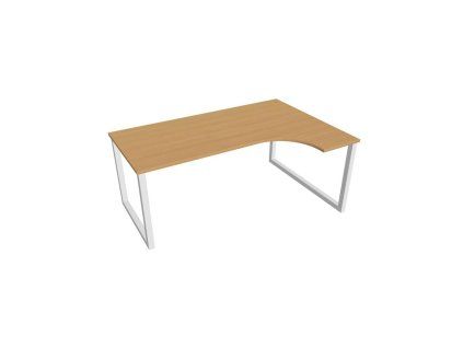 Pracovný stôl UNI O, ergo, ľavý, 180x75,5x120 cm, buk/biela