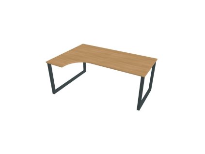 Pracovný stôl UNI O, ergo, pravý, 180x75,5x120 cm, dub/čierna