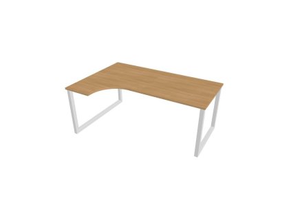 Pracovný stôl UNI O, ergo, pravý, 180x75,5x120 cm, dub/biela