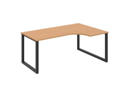 Pracovný stôl UNI O, ergo, ľavý, 180x75,5x120 cm, buk/čierna
