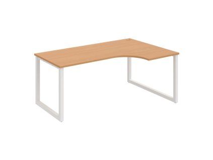Pracovný stôl UNI O, ergo, ľavý, 180x75,5x120 cm, buk/biela