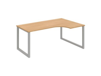 Pracovný stôl UNI O, ergo, ľavý, 180x75,5x120 cm, dub/sivá