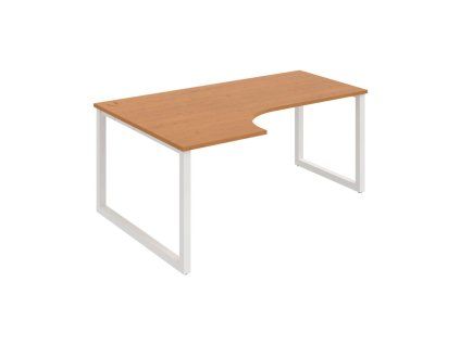 Pracovný stôl UNI O, ergo, pravý, 180x75,5x120 cm, jelša/biela