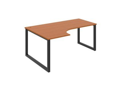Pracovný stôl UNI O, ergo, pravý, 180x75,5x120 cm, čerešňa/čierna