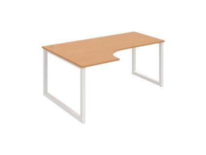 Pracovný stôl UNI O, ergo, pravý, 180x75,5x120 cm, buk/biela