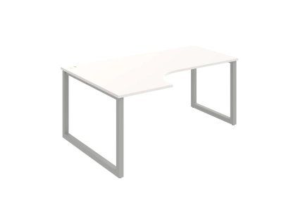 Pracovný stôl UNI O, ergo, pravý, 180x75,5x120 cm, biela/sivá