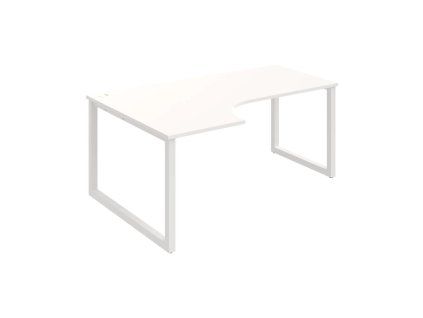 Pracovný stôl UNI O, ergo, pravý, 180x75,5x120 cm, biela/biela
