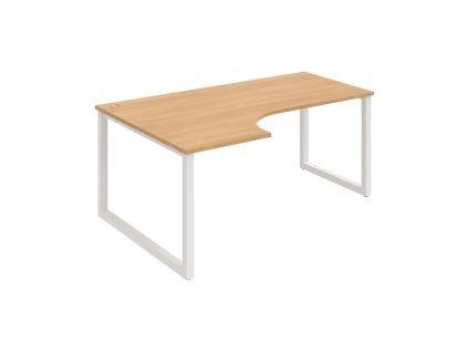 Pracovný stôl UNI O, ergo, pravý, 180x75,5x120 cm, dub/biela