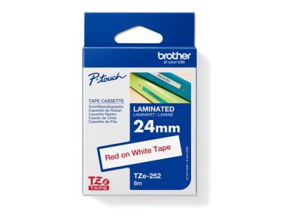 Samolepiaca páska Brother TZe-252 24 mm červené písmo na bielej páske