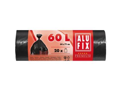 Vrecia na odpadky Alufix 60 ℓ 20 ks, 15mic., 64 x 71 cm, čierne, HDPE