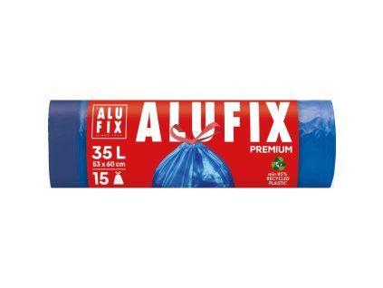 Vrecia na odpadky zaťahovacie Alufix 35 ℓ 15 ks, 20mic., 53 x 60 cm, modré, LDPE