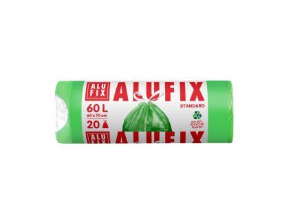 Vrecia na odpadky zaťahovacie Alufix 60 ℓ 20 ks, 15mic., 64 x 70 cm, zelené, HDPE