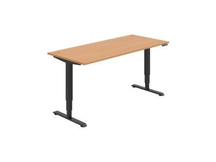 Pracovný stôl RUN, PO, 3S, 180x64,5-130,5x80 cm, buk/čierna