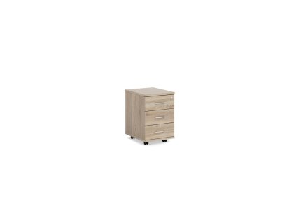 Mobilný kontajner BASIC, 3-zásuvkový so zámkom, 41x61x50cm, dub Sonoma