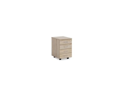 Mobilný kontajner BASIC, 4-zásuvkový so zámkom, 41x67x50cm, dub Sonoma