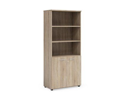 Policová skriňa BASIC, kombinovaná, so zámkom, 80x40x182,1cm, dub Sonoma