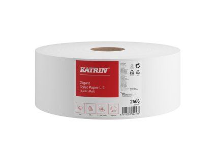 Toaletný papier 2-vrstvový KATRIN 28 cm biely, celulóza, návin 250m