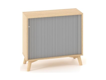 Policová skriňa ALFA ROOT, žalúziové dvere RAL9010, 1 polica, 100x45x88,7cm, dub