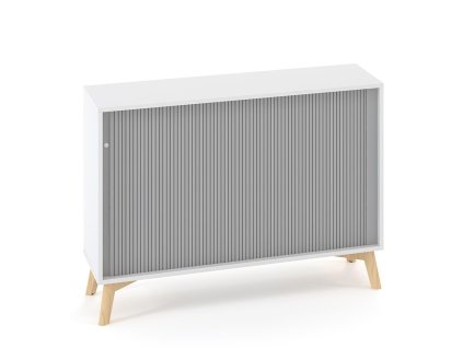Policová skriňa ALFA ROOT s del.priečkou, žalúziové dvere RAL9010, 1 polica, 120x45x88,7cm, biela