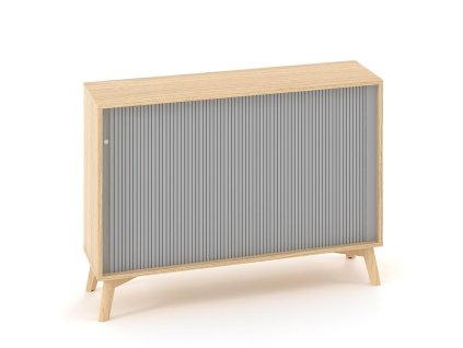 Policová skriňa ALFA ROOT s del.priečkou, žalúziové dvere RAL9010, 1 polica, 120x45x88,7cm, dub