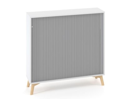 Policová skriňa ALFA ROOT s del.priečkou, žalúziové dvere RAL9010, 2 police, 120x45x121,5cm, biela