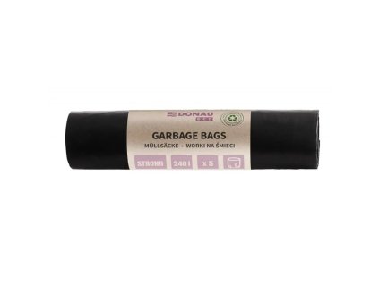Vrecia DONAU ECO strong, 240 ℓ, 70 mic 5 ks, čierne, LDPE