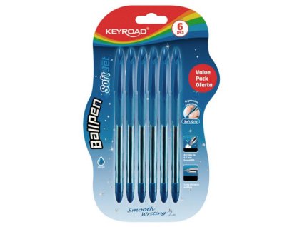 Guľôčkové pero KEYROAD Soft Jet 0,7 mm, blister 6 ks, modré