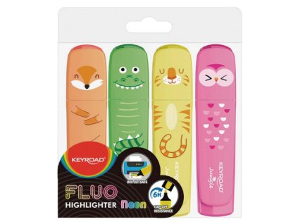 Sada zvýrazňovačov KEYROAD Fluo Jungle, 4 ks