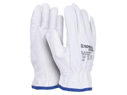 Rukavice pracovné celokoženné DONAU SAFETY biele veľ. 9/L