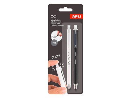 Nekonečná mechanická ceruzka APLI, biela/čierna, 2 ks