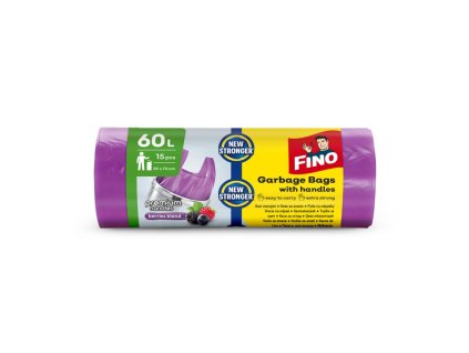 Vrecia zaväzovacie s ušami FINO Premium aromatic 60 ℓ, 14 mic., 59 x 72 cm, 15ks fialové